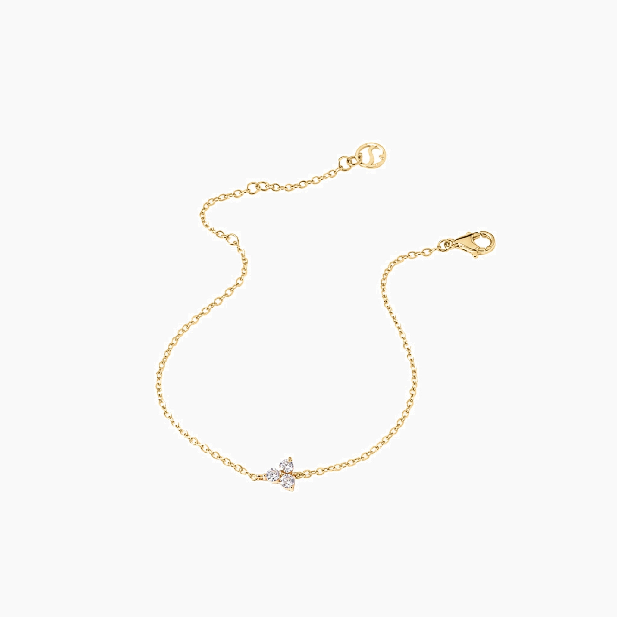 Moissanite lotus bracelet in yellow gold vermeil, open view showing the closure.