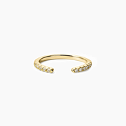 Moissanite open ring in yellow gold vermeil, front view.