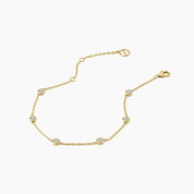 Moissanite station bracelet in yellow gold vermeil, open view showing the closure.