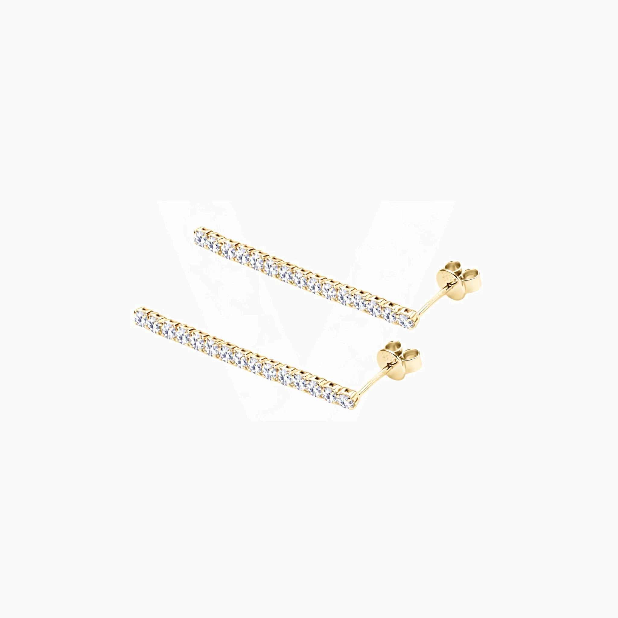 Moissanite tennis drop earrings in yellow gold vermeil, full product view.