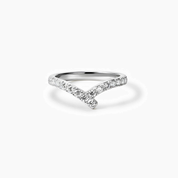 Moissanite wave ring in white gold vermeil, front view.