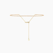 Multiway moissanite tennis choker and bracelet in yellow gold vermeil, side view.