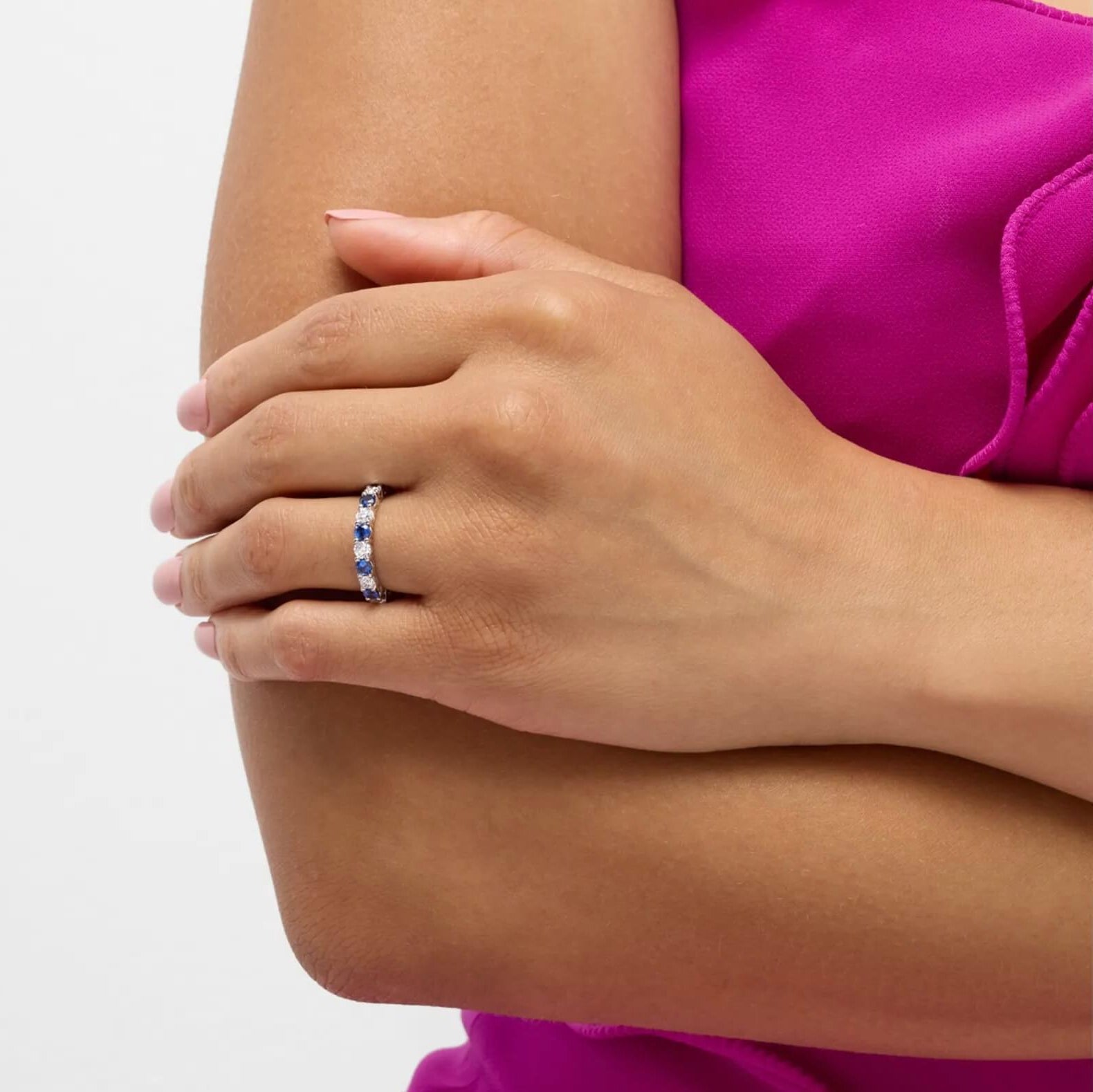 Moissanite & Lab-Grown Sapphire Eternity Ring - Women's Rings - Someone & HerOwn