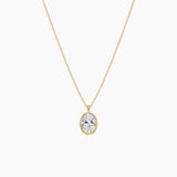 Oval-Cut Moissanite Bezel Pendant Necklace