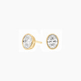 Oval-Cut Moissanite Bezel Stud Earrings