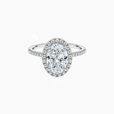 Oval-Cut Moissanite Halo Ring with Pavé Band