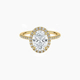 Oval-Cut Moissanite Halo Ring with Pavé Band