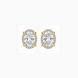 Oval-Cut Moissanite Halo Stud Earrings