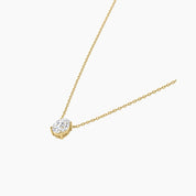 Oval-cut moissanite pendant necklace in yellow gold vermeil, side view.