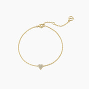 Pavé moissanite heart bracelet in yellow gold vermeil, full product view.