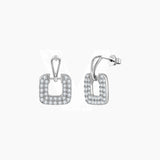 Pavé Moissanite Square Drop Earrings