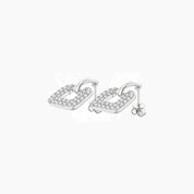 Pavé moissanite square drop earrings in white gold vermeil, full product view.