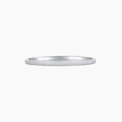 Pavé moissanite stackable bangle in white gold vermeil, front view.