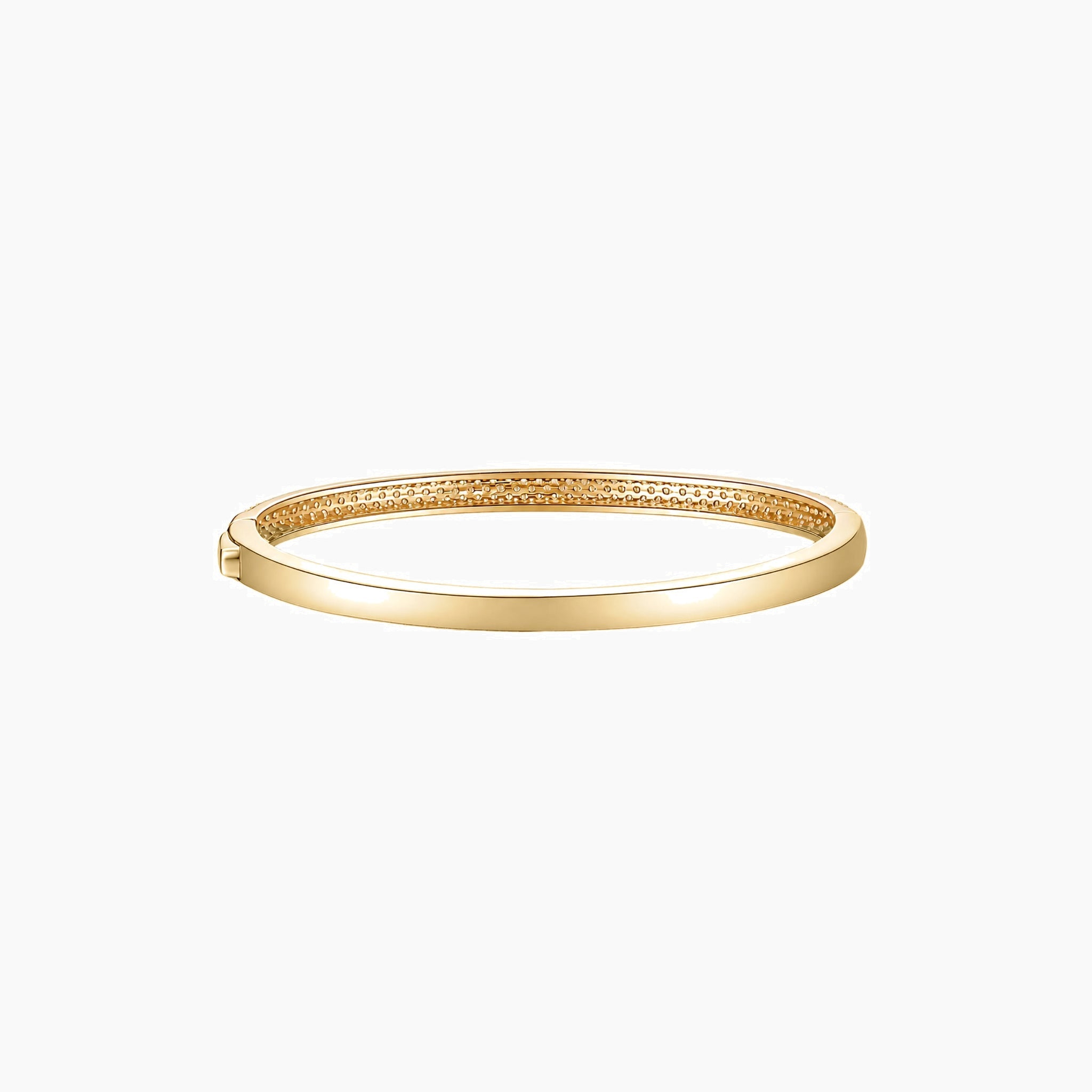 Pavé moissanite stackable bangle in yellow gold vermeil, back view.