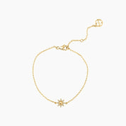 Pavé moissanite sunburst bracelet in yellow gold vermeil, full product view.