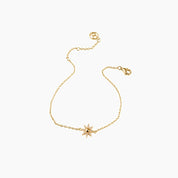 Pavé moissanite sunburst bracelet in yellow gold vermeil, open view showing the closure.