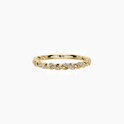 Pavé moissanite twist ring in yellow gold vermeil, front view.