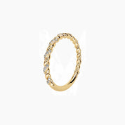 Pavé moissanite twist ring in yellow gold vermeil, side view.