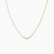 Pavé moissanite wishbone necklace in yellow gold vermeil, front view.
