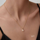 Pear-Cut Moissanite Bezel Pendant Necklace