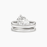 Pear-Cut Moissanite Double-Band Solitaire Ring