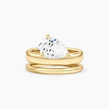 Pear-Cut Moissanite Double-Band Solitaire Ring