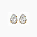 Pear-Cut Moissanite Halo Stud Earrings