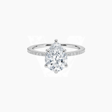 Pear-Cut Moissanite Hidden Halo Ring with Pavé Band