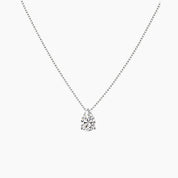 Pear-cut moissanite pendant necklace in white gold vermeil, front view.