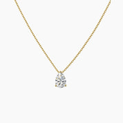 Pear-cut moissanite pendant necklace in yellow gold vermeil, front view.
