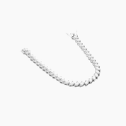 Pear-cut moissanite tennis bracelet in white gold vermeil, open view showing the closure.