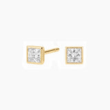 Princess-Cut Moissanite Bezel Stud Earrings