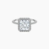 Princess-Cut Moissanite Halo Ring with Pavé Band