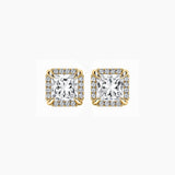 Princess-Cut Moissanite Halo Stud Earrings