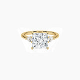 Princess-Cut Moissanite Three-Stone Ring