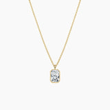 Radiant-Cut Moissanite Bezel Pendant Necklace