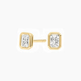 Radiant-Cut Moissanite Bezel Stud Earrings