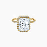 Radiant-Cut Moissanite Halo Ring with Pavé Band