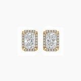 Radiant-Cut Moissanite Halo Stud Earrings