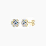 Round-Cut Moissanite Cushion Halo Stud Earrings