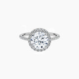 Round-Cut Moissanite Halo Ring with Pavé Band
