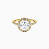 Round-Cut Moissanite Halo Ring with Pavé Band