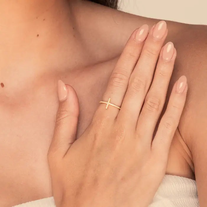 Moissanite Cross Ring