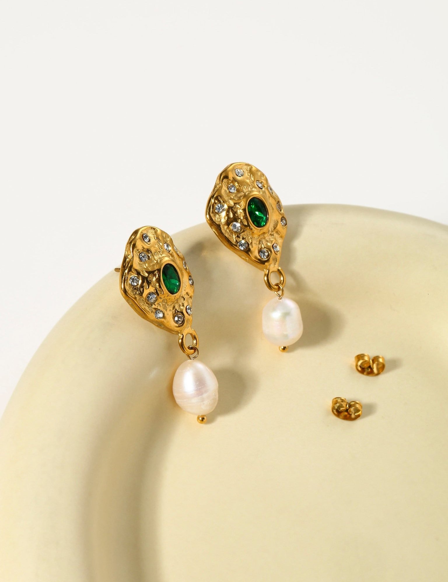 Emerald & Pearl Drop Earrings - Women's Earrings - Someone & HerOwn