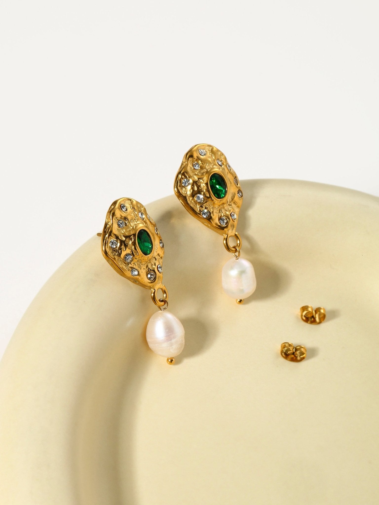 Emerald & Pearl Drop Earrings - Women's Earrings - Someone & HerOwn