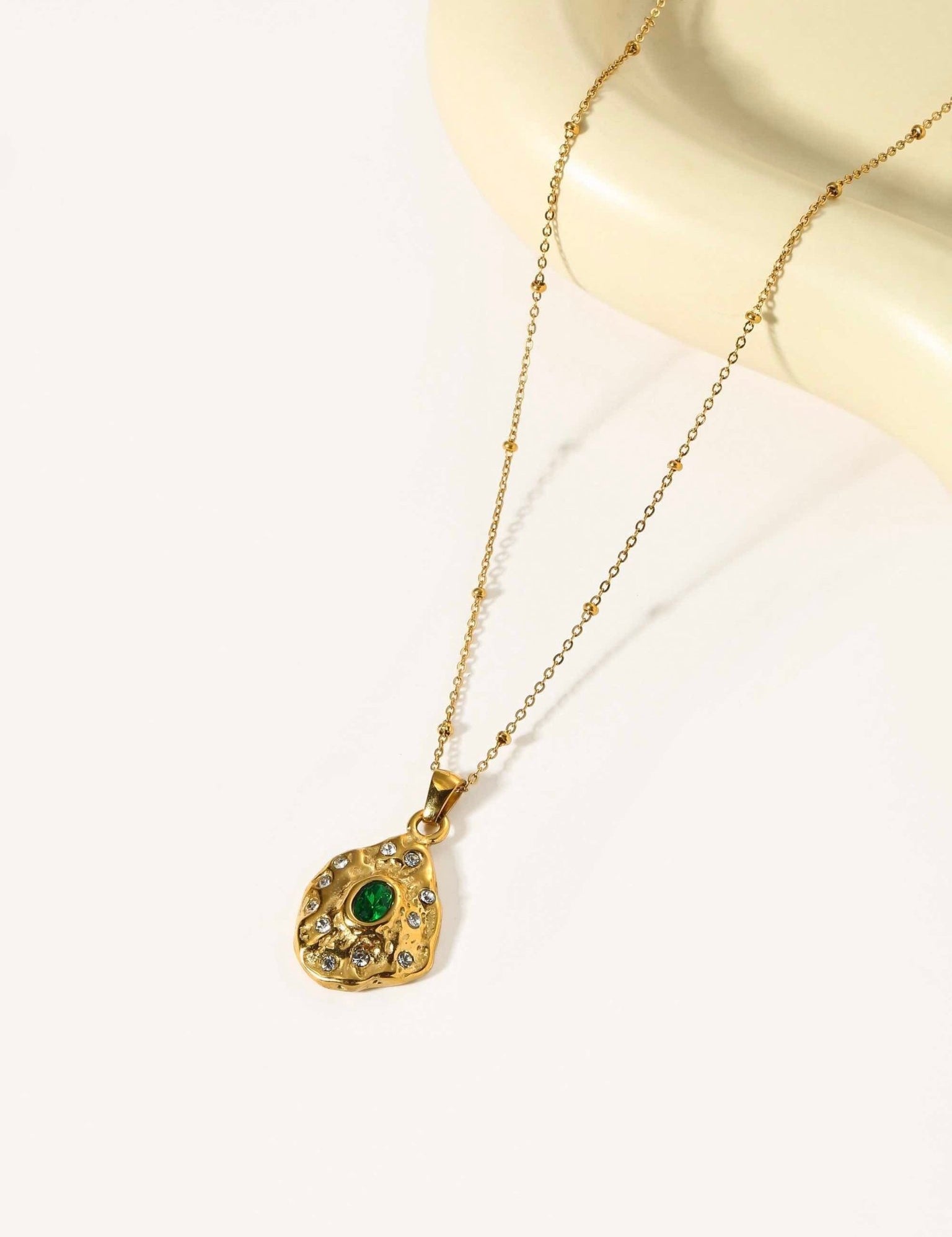 Emerald Textured Pendant Necklace - Women's Necklaces - Someone & HerOwn