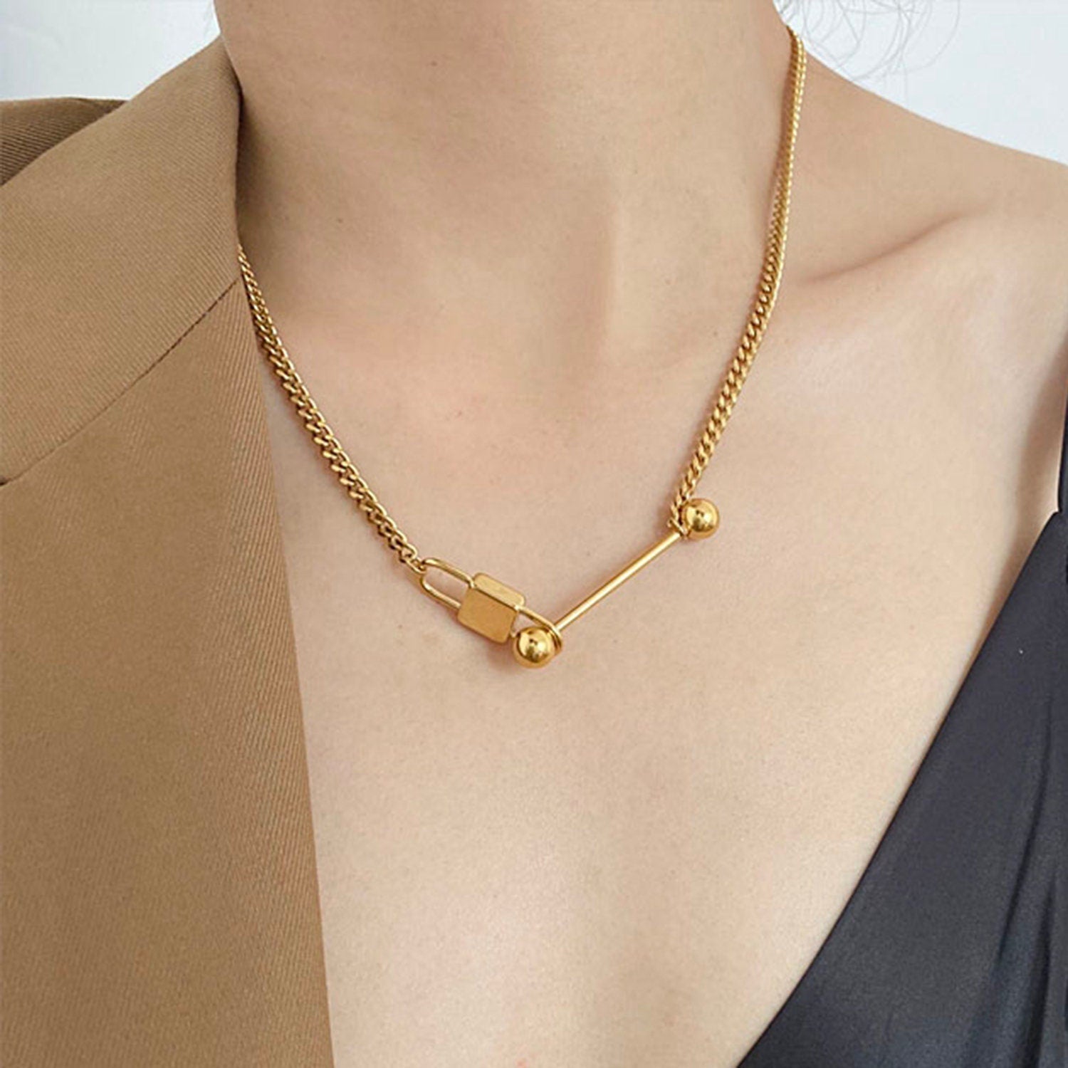 Gold Lock Necklace - Women's Necklaces - Someone & HerOwn