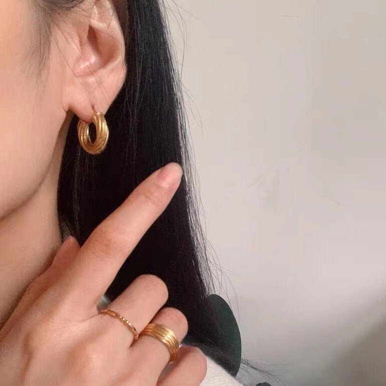 Gold Tube Hoop Earrings - Women's Earrings - Someone & HerOwn