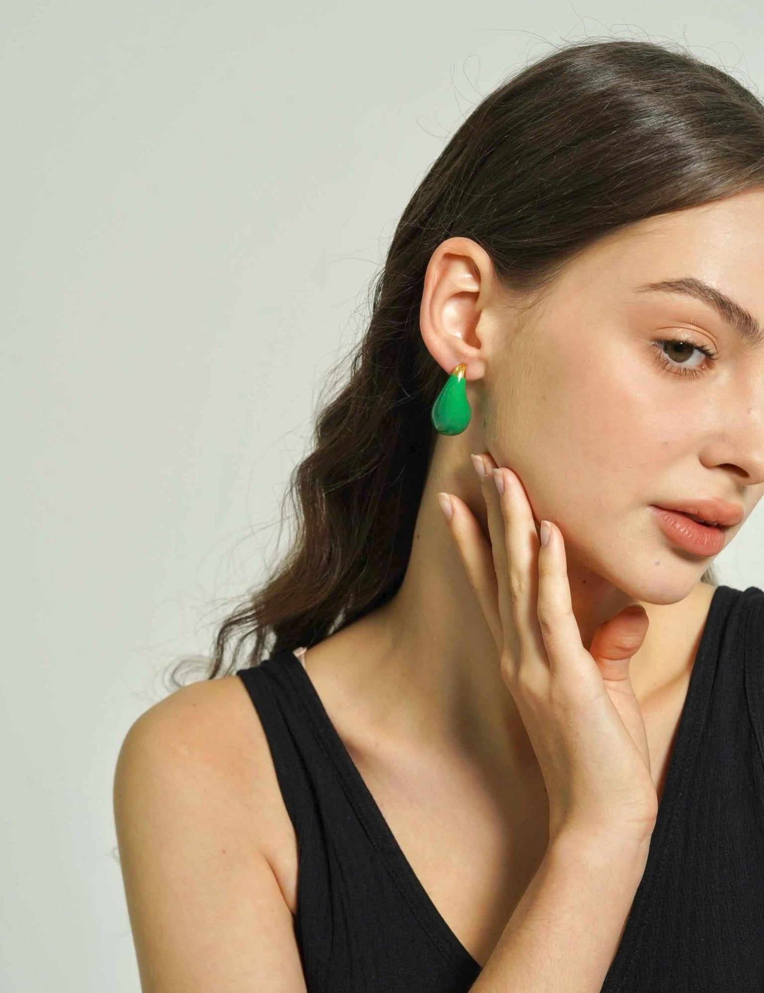 Green Chunky Teardrop Earrings - Women's Earrings - Someone & HerOwn