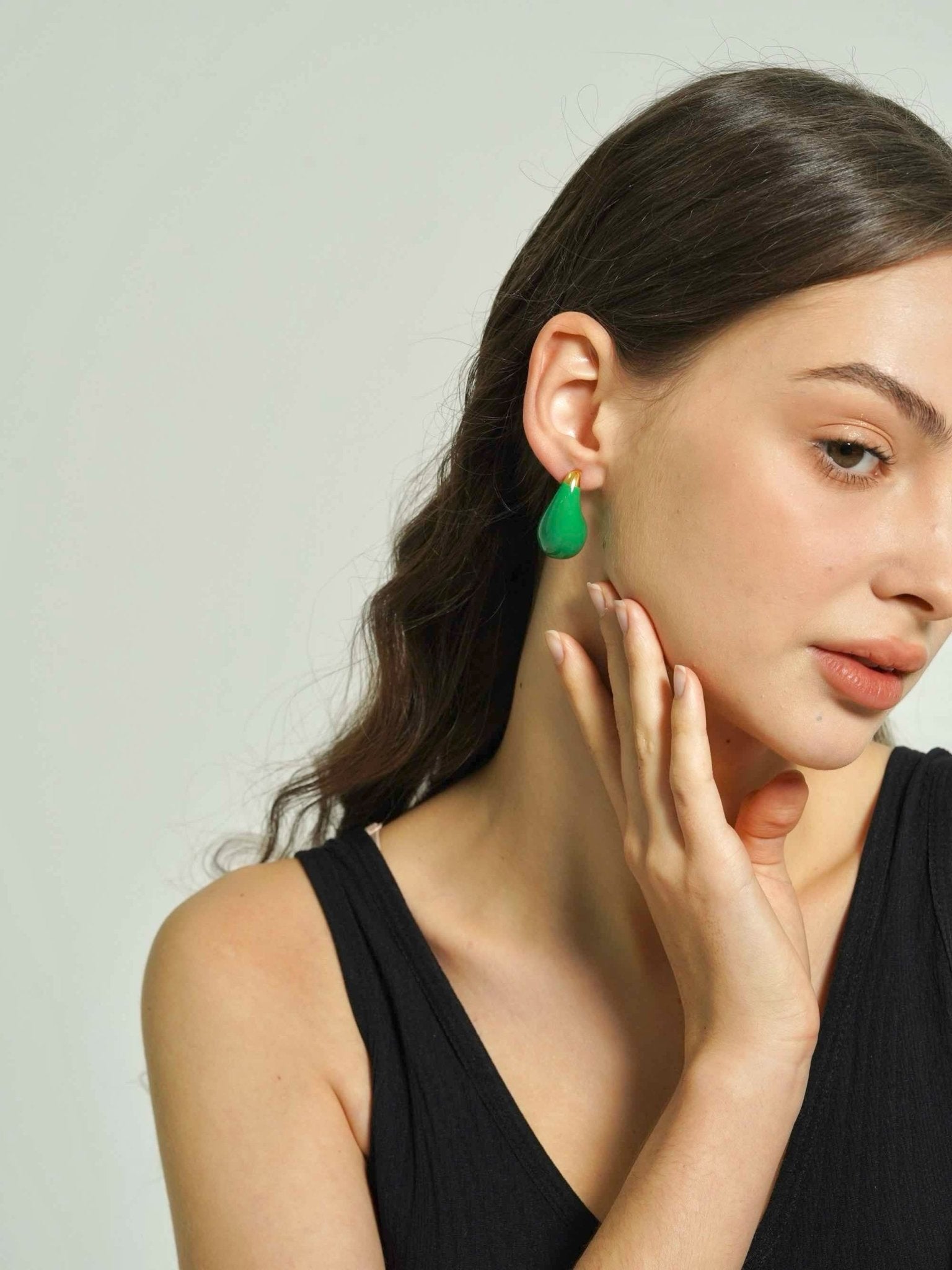 Green Chunky Teardrop Earrings - Women's Earrings - Someone & HerOwn